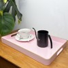 UOEKCS Pink Coffee Table Trays, Decorative Serving Tray with Handles,