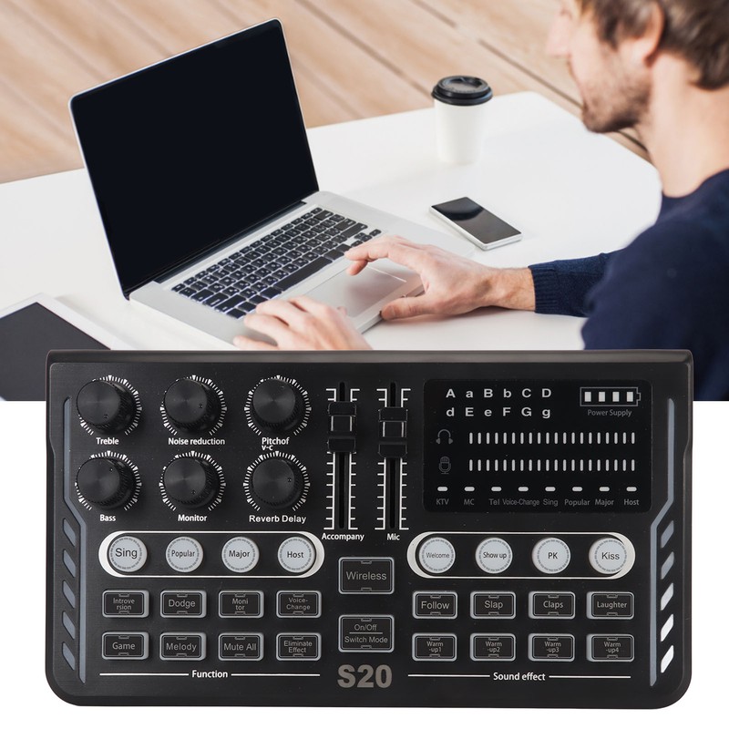 BT5.0 Wireless Sound Card Noise Reduction Modes Adjustable Sound Mixer