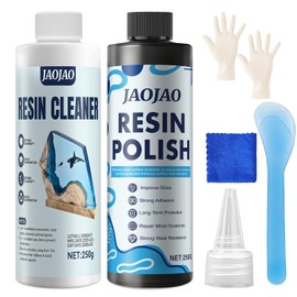 JAOJAO Resin Polish, Resin Cleaner Polishing Kit Use Removes Scratches and Scuffs, Restores Shine Protects Surfaces for Resins Countertops Floors Furniture Crafts 250g+250g