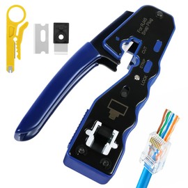 vsshe RJ45 Crimping Tool for RJ45 Connector for Cat5e Cat5 Cat6 8P8C, Network Tool for RJ45 Connectors, Crimping Tool with Crimping Connector and Kink Protection (B)