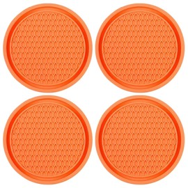4 Pcs Car Cup Holder Coasters, PVC Car Cup Holder Insert Coaster, Anti Slip Universal Vehicle Interior Cup Mats, Car Cup Holder Insert Coaster, for Offices, Cars, Homes(Orange)