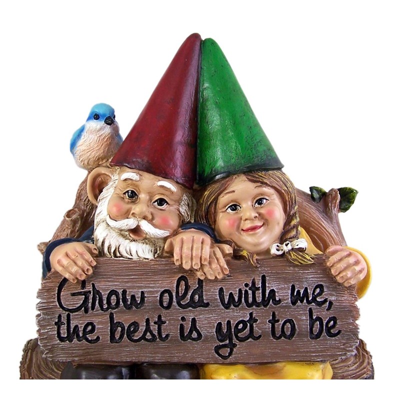 MOSKILA Sitting Gnome Couple Garden Statue 11.5 Inch Multicolored Resin