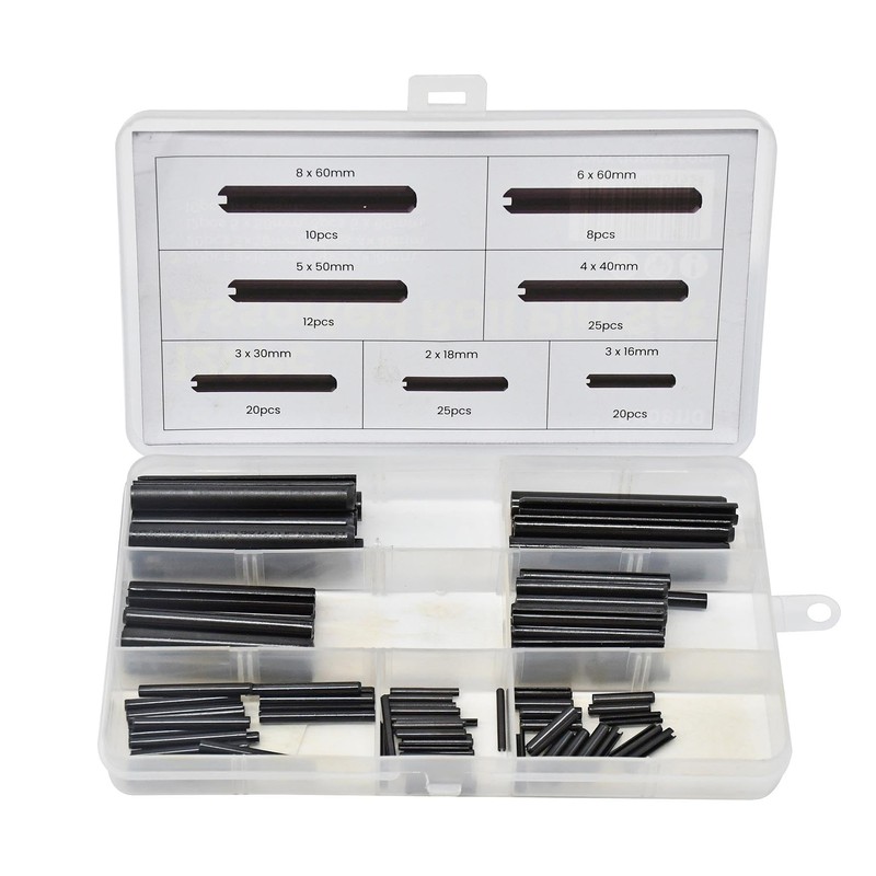 Dapetz ® 120Pc Assorted Roll Pins Set Steel Spring Roll