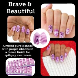 Color Street Brave and Beautiful Nail Polish Strips Set Purple Ribbons Awareness