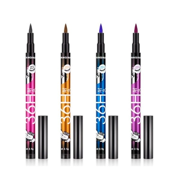 Liquid Eyeliner, 4 Color Set, Easy to Draw, Smudge Resistant,
