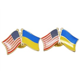 Ukraine Flag Pin, 2 Packs USA Ukrainian Lapel Pin, Ukraine & US Crossed Double Flag Lapel Pins, I Stand with Ukraine Butterfly Style Button Pin Ship from USA (2 Packs)