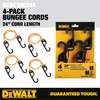DEWALT DXBC300244 Black/Yellow 24” Premium Heavy-Duty Bungee Cords, 4 Pack