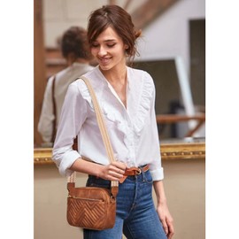 BOSTANTEN Crossbody Bags for Women Vegan Leather Quilted Purses Small Shoulder Bag Ladies Handbags with Wide Strap Brown