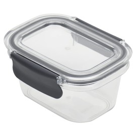 Home Basics 12 oz. Airtight Food Container, Clear | 2 Locking Tabs | Silicone Seal | Great for Leftovers or Work Lunch