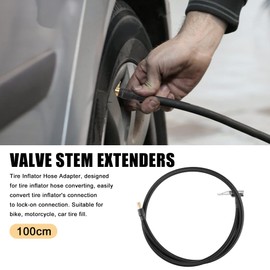 X AUTOHAUX 100cm Car Tire Inflator Hose Adapter Locking Tube Air Valve Chuck