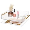 Transparent Clear Acrylic Serving Tray with Metal Handle - 12x10