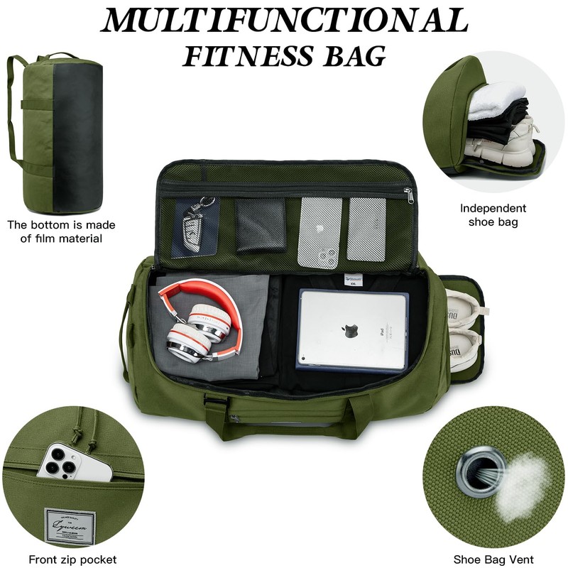 Lyweem Sports Gym Bag Men - Large 60L Travel Duffle