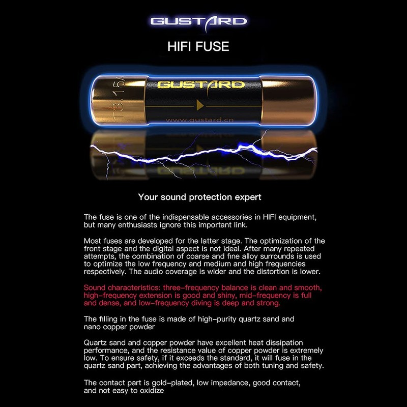 GUSTARD HIFI Replacement Fuse Nano Alloy High End Fuse Compatible