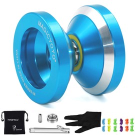 MAGICYOYO N8 Yoyo Professional Responsive & Unresponsive Yo-yo for Kids Teens Adults Toy, Beginners to Advanced Pocket Yoyos Metal with Unresponsive Bearing+12 Yo Yos Strings+ Bag+ Remover, Blue