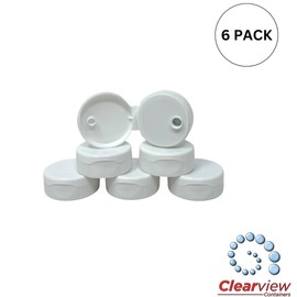 CLEARVIEW CONTAINERS Honey Bear Replacement Lids (38mm White Flip Top Lid - 6 Pack)