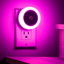 Briignite Purple Night Light, Night Lights Plug into Wall [4Pack], Nightlight with Light Sensors for Kids Room, Baby Night Light, Bathroom Stair Lights, Hallway Light