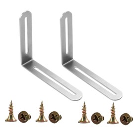 Pack of 2 Angle with Slotted Hole L-Shape Right Angle Connector Angle Connector White 120 x 165 x 24 mm with 2 Slotted Holes 90 Degree Furniture Corner Angle for Table Chair Bookshelf Surface Brushed