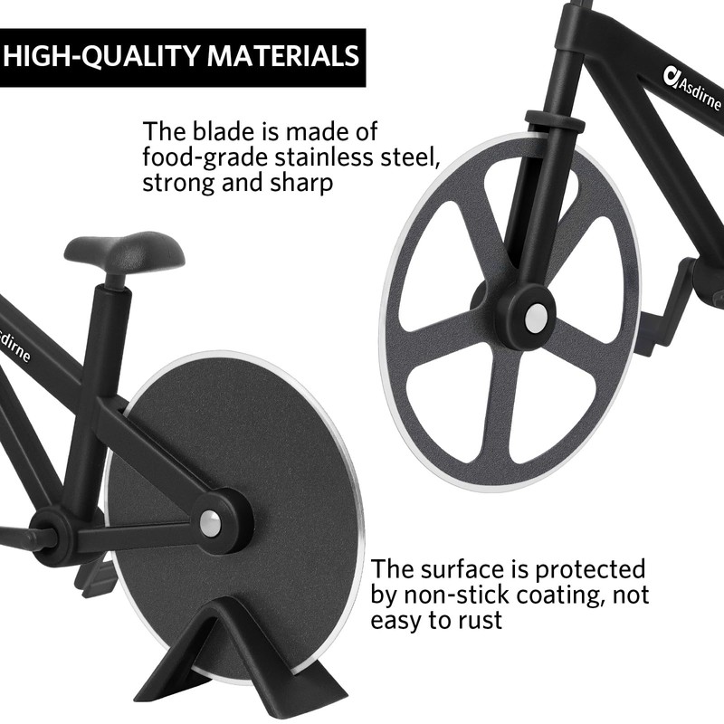 Asdirne Pizza Cutter, Bicycle Pizza Cutter Wheel with Non-Stick Stainless