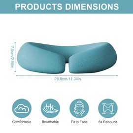 XPJBKC Massage Headrest for Bed, Face Down Pillow, U-Shaped Massage Face Cradle Pillow, Ergonomic face Cradle Cushion, face Cushion for massage Table, Spa, Salons (Blue)