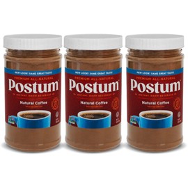 Postum Natural Coffee Flavor Coffee Substitute (3x8oz) | Caffeine Free Coffee Alternative with Roasted Wheat & Molasses | Natural, Non-GMO, Vegan Coffee Replacement Drink