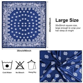 Elitecran 4pcs Square Hair Scarves Silk, 35 Inch Large Satin Headscarf for Women, Neck Scarf Hair Sleeping Wraps Feeling Silky, Bandanas Boho Headscarves for Night Bags Beach