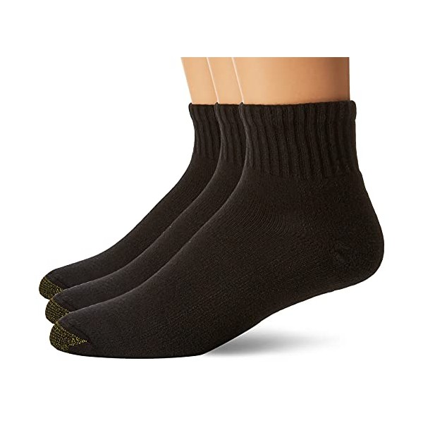 Gold Toe Men's Ultra Tec Performance Quarter Socks, 3-Pairs, Black,