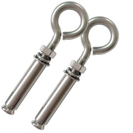 AIVOOF Stainless Steel Expansion Screws, 2 Pack M10 Heavy Duty Shoulder Lag Eyebolts Lifting Ring Bolt Wall Anchors with Nut for Wall Ceiling Concrete Masonry