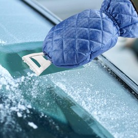 PREMYO Ice Scraper Lined with Glove - Ice Scraper Car Fleece Warm Inner Lining - Robust Optimal Against Frost
