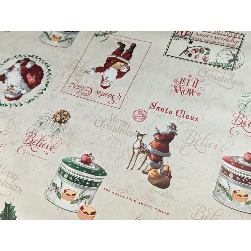 Karina Home Christmas Santa Claus Cream PVC Vinyl Wipe Clean