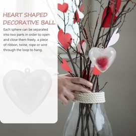 BESTOYARD Pack of 10 Transparent Plastic Acrylic Fillable Hearts Shape Box DIY Craft Hanging Decoration for Valentine's Day Wedding Party Decor
