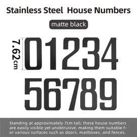 7cm House Numbers Mail box, Matte Black Acrylic Address Sign Numbers for House, House Numbers for Outside, for Mailbox, Yard, Home Wall Door, Garage Gate (Matt Black-7)