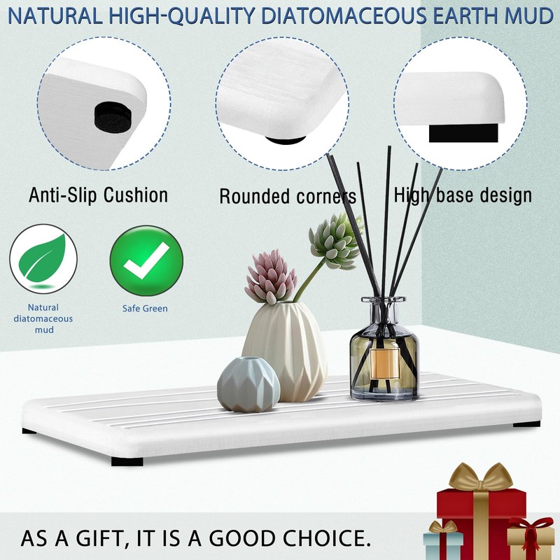 3PCS Water Absorbing Stone Tray, Fast Drying Stone Sink Tray,