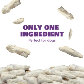 Benji & Louie Air Dried Rabbit Feet - Whole Rabbit Front Feet with Fur - Natural Healthy Dog Treats or Dog Chews, Single Ingredient, 2.5 oz, 12 Count