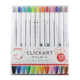 Zebra ClickArt Knock type water base pen, Standard 12 color set （WYSS22-12CST）