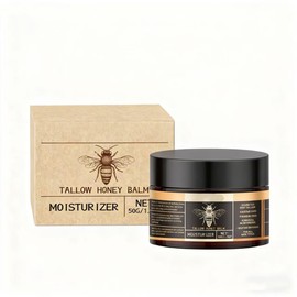 Beef Tallow for Skin & Honey Balm - All-in-One Moisturizing Cream for Face and Body - For Dry and Sensitive Skin, Provides Long-Lasting Hydration and Forms a Protective Barrier (81g,2.86OZ)