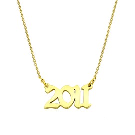 Ovian Birth Year Number Necklace for Women 18K Gold Plated Stainless Steel Birthday Pendant Necklace Memorable Anniversary Jewelry
