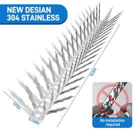 Bird Spikes for Outdoor Use Stainless Steel Strips for Fences, Roofs, and Patios 10.5FT Coverage, 10 Strips