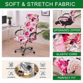 CRFATOP Stretch Computer Office Chair Cover with Durable Zipper - Universal Rotating Desk Chair Slipcover, Simplism Style High Back, M, A26