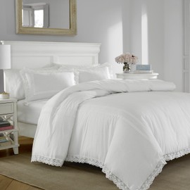 Laura Ashley | Annabella Collection | Duvet Set-Ultra Soft and Lightweight Bedding, Stylish Delicate Design Bedspread with Matching Sham(s), King, White