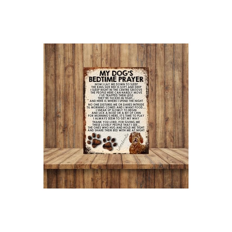 MY DOG'S BEDTIME PRAYER RETRO STYLE METAL TIN SIGN/PLAQUE (Labradoodle)