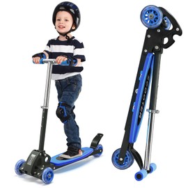 ADUBENRY 3 Wheel Scooters for Kids 3-7, Foldable Kids Kick Scooter, 3 Adjustable Levels Kid Scooter Blue