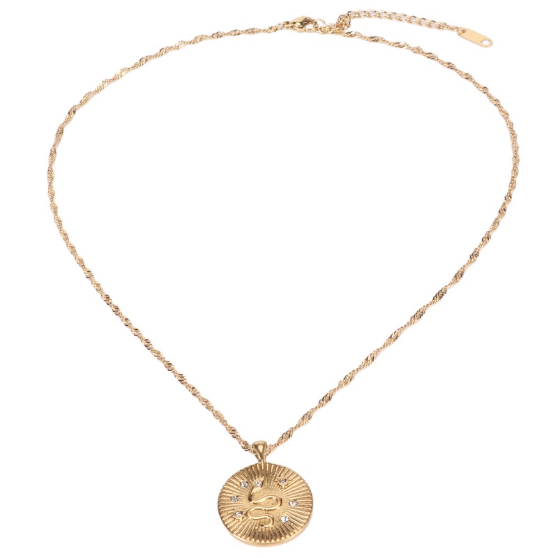 White Zircon Women Necklace Snake Pattern Electroplated Fashionable Female Pendant