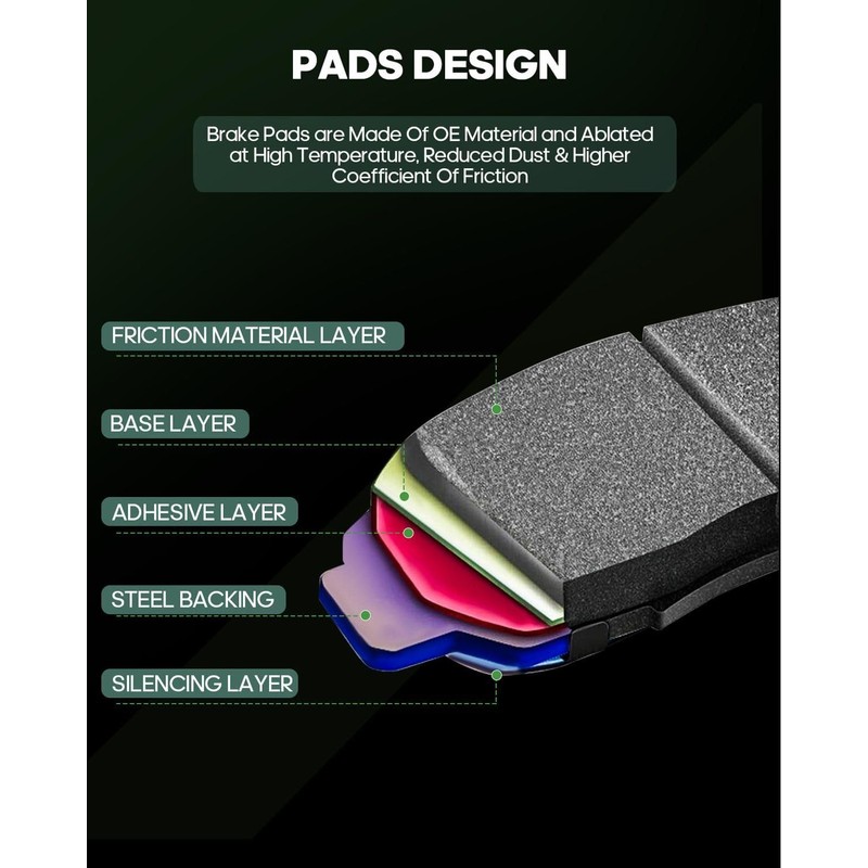 SCITOO Front 11.69" Brake Pads and Rotors Kits Fit For