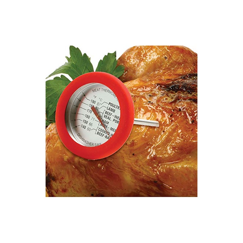 Norpro Soft Grip Silicone Meat Thermometer, Red, One Size (5978)