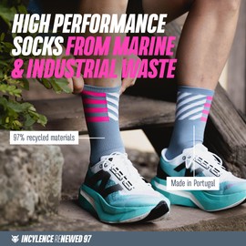 INCYLENCE Renewed 97 Impact Recycled Running Socks Long, Breathable & Sustainable Running Socks, zucchero, 39 - 42