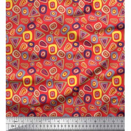 Soimoi Poly Georgette Fabric Geometric Small Print Fabric by The metre 42 Inch Wide