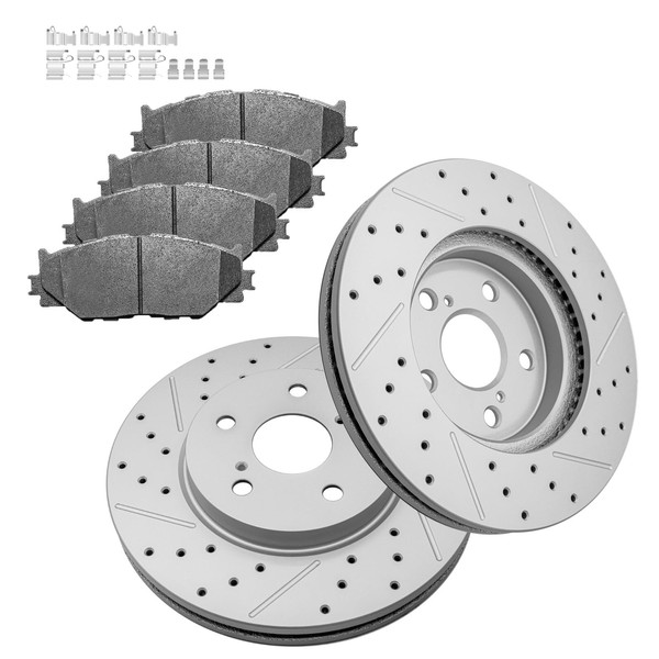 Fraxle Front Drilled & Slotted Disc Brake Rotors and Ceramic