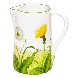 Lashuma Milk Jug in Dandelion Design, Ceramic Jug Capacity: 1.5 L, Italian Water Jug Height 19 cm
