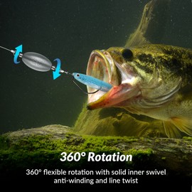 THKFISH - Pesas de pesca en línea de rotación 360, de instalación rápida, 30 unidades de pesaje de plomo con pivotes interiores para latón, panfish, trucha, juego de pesca de 1/5 onzas, 3/8 onzas, 1/2 onzas, 7/10 oz y 1 oz