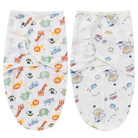 ZONEY Breathable Baby Swaddle Sleep Sack with Hat Set for 0-3 months,3 Pack Soft Cotton Newborn Wearable Swaddle Wrap, Baby Essentials for Newborn Girls & Boys (Multicolor-1, 2 Pack)